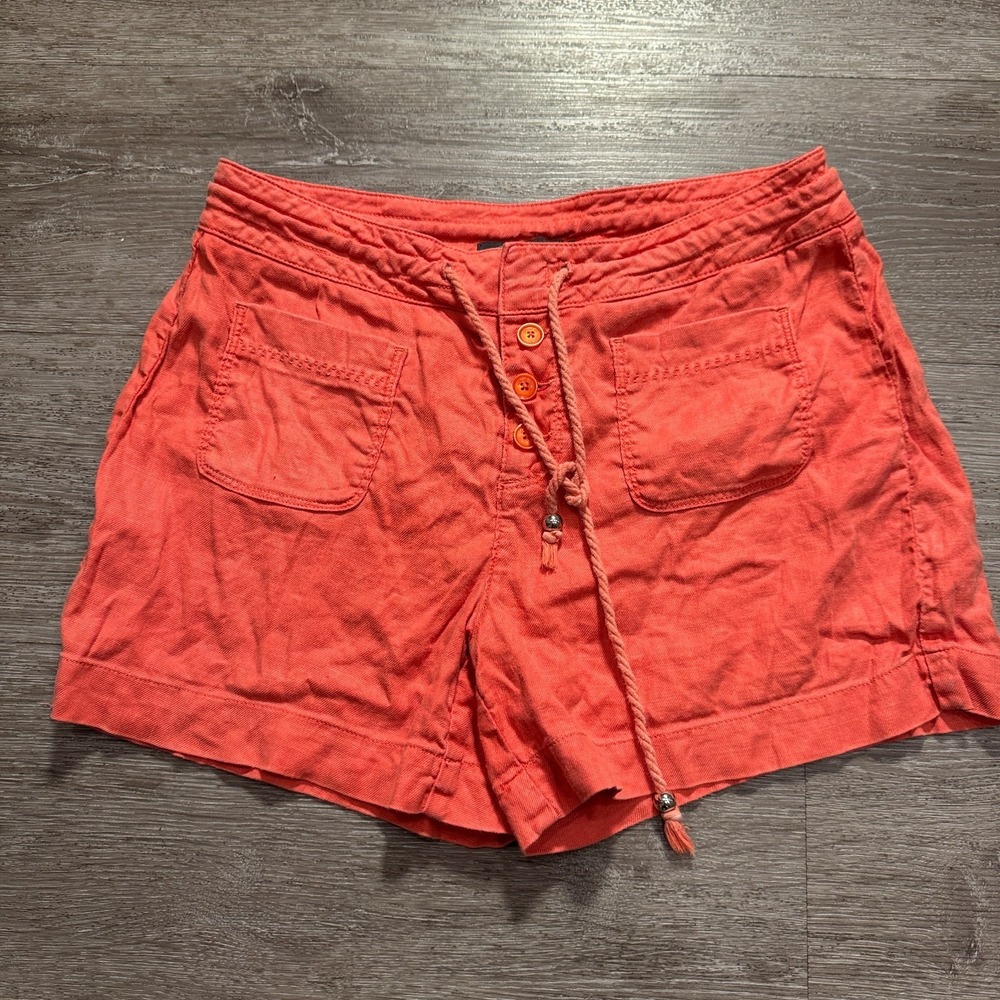 Level‎ 99 Shorts Womens 27 Coral Pink Linen Blend Utility Beach NL1455 Boho